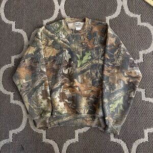 Vintage Jerzees Outdoors Sweatshirt Mens MEDIUM Camo RealTree USA MADE 90s